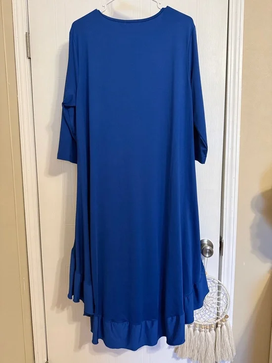Royal Blue High-Low Ruffle Tunic - Picture 3 of 4